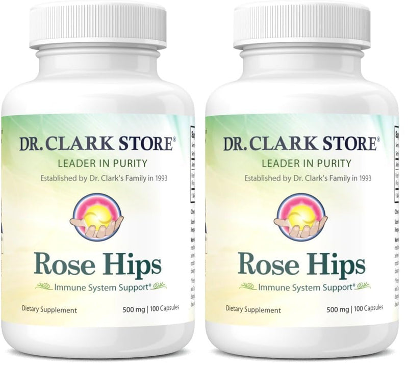 Dr Clark Store Rose HIPS Supplement, 500 MG, 100 Gelatin Capsules (Pack of 2)