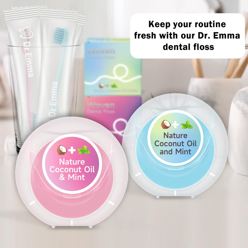 Dr. Emma Woven Dental Floss – Coconut Oil Infused, Expanding, Mint, 33 yd (Pack of 2)