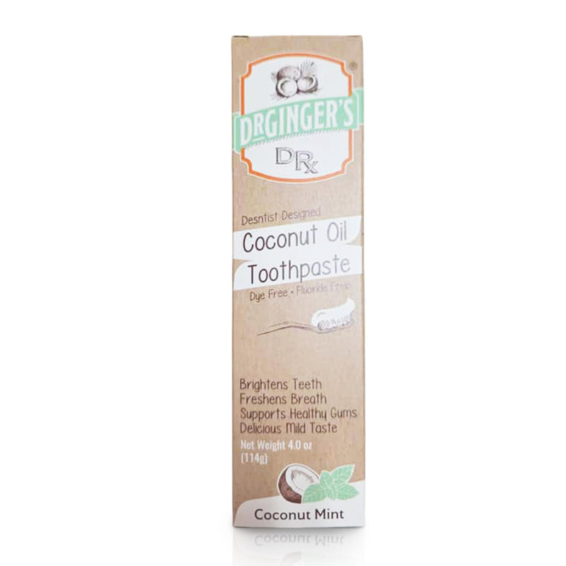 Dr. Ginger's Coconut Oil Fluoride-Free 4oz | Natural Toothpaste, Dentist Formulated
