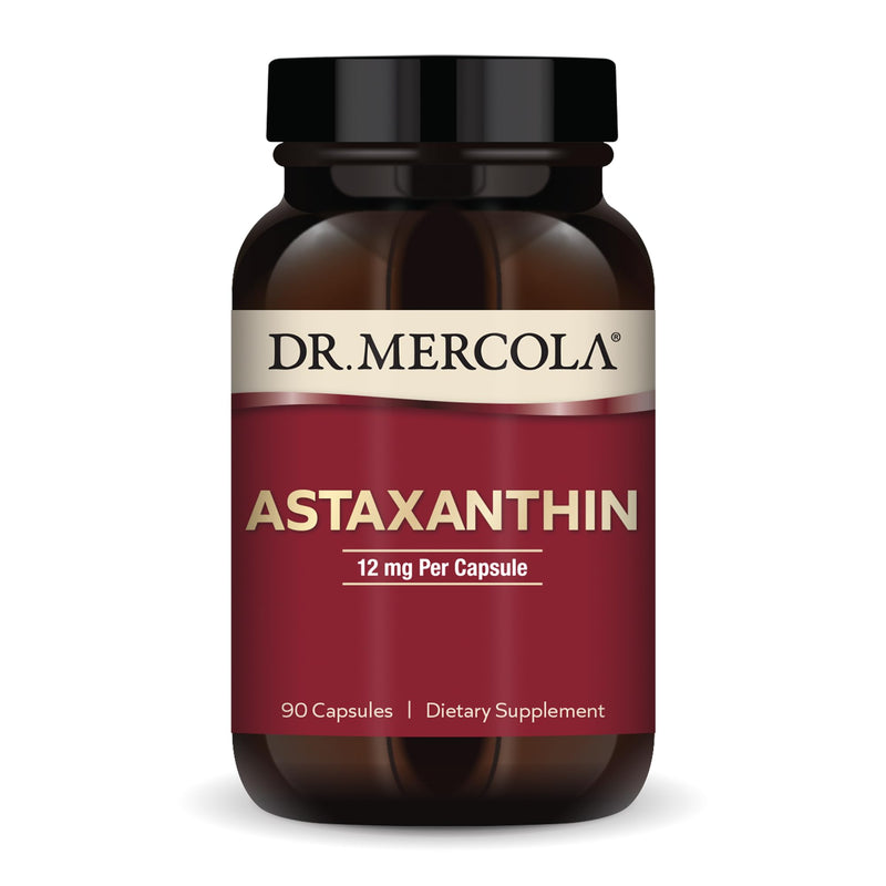 Dr. Mercola Organic Astaxanthin 12 mg – 90 Capsules | Organic Microalgae Extract, Non-GMO, Gluten-Free, Soy-Free