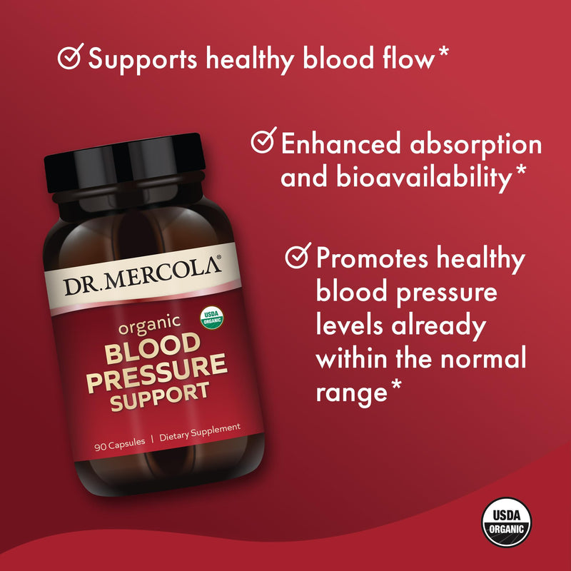 Dr. Mercola Organic Blood Pressure Support – High-Potency Grape Seed Extract, Non-GMO & Soy-Free, 90 Servings