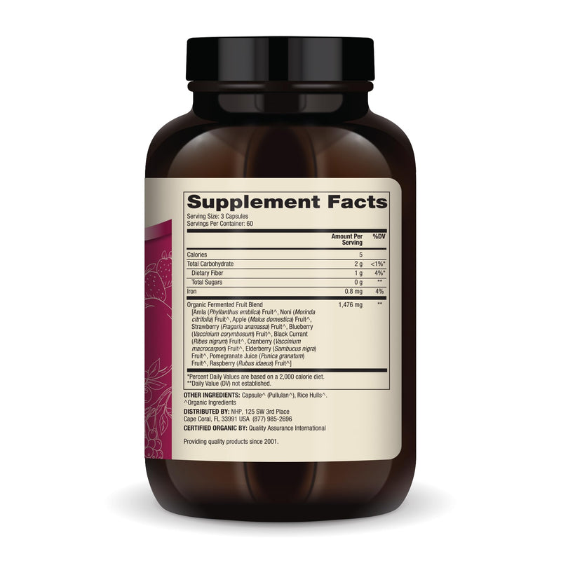 Dr. Mercola Organic Fermented Fruits – 30 Servings, 180 Capsules, Immune Support, USDA Organic