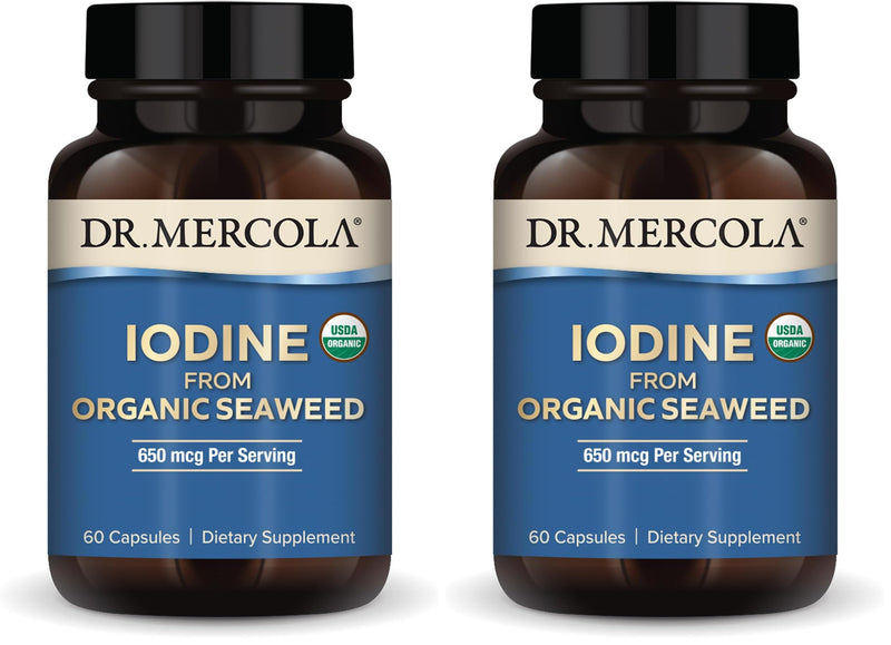 Dr. Mercola Iodine from Organic Seaweed – 650 mcg, 60 Capsules, USDA Organic (Pack of 2)