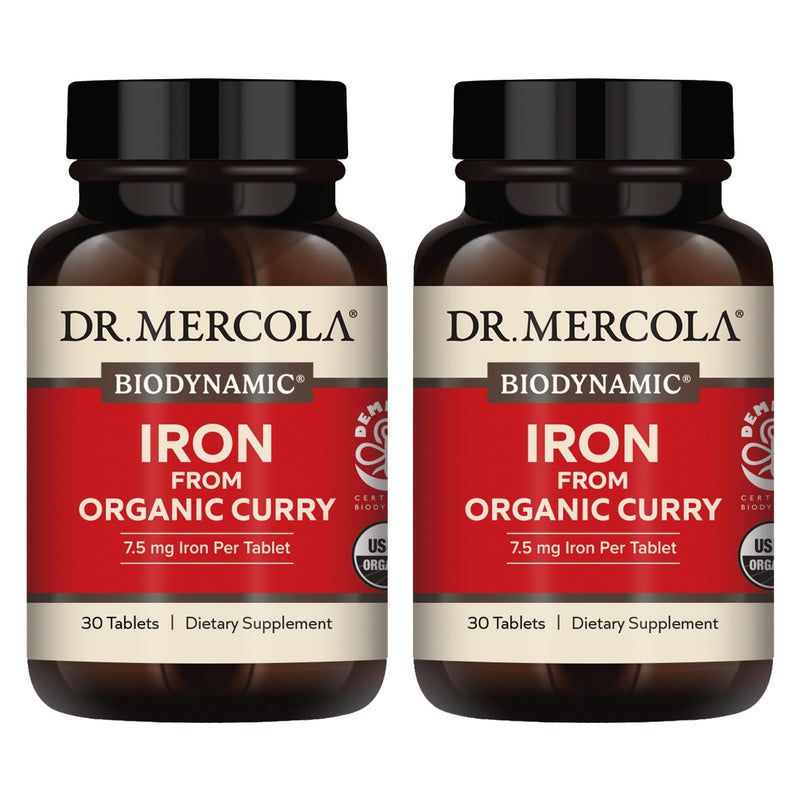 Dr. Mercola Iron from Organic Curry – 2 Pack, 30 Servings, 7.5 mg Iron | USDA Organic, Non-GMO