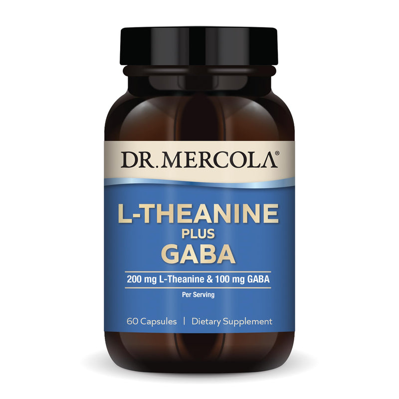 Dr. Mercola L-Theanine Plus GABA, 60 Capsules  Non-GMO, Gluten Free, Soy Free