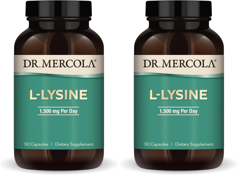 Dr. Mercola L-Lysine 1500 mg – 90 Capsules (Pack of 2) | Non-GMO, Gluten Free, Soy Free