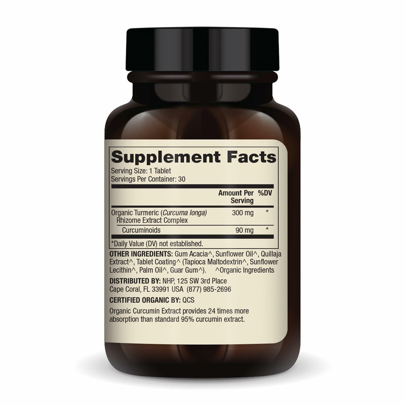 Dr. Mercola Organic Curcumin Extract – 30 Servings (30 Tablets) | Non-GMO & Certified USDA Organic