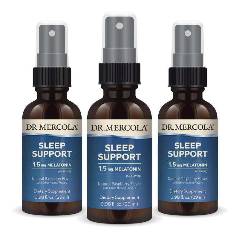 Dr. Mercola Sleep Support with Melatonin Spray – Restful Sleep, Non-GMO, Gluten-Free & Soy-Free – Raspberry Flavor, 0.98 fl oz (3 Pack)