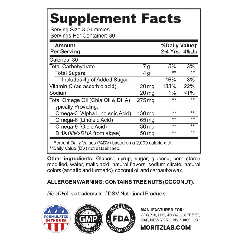 DR. MORITZ Omega 3 Kids Gummies (180 Count) – Vegan, No Fish Oil, Gluten-Free