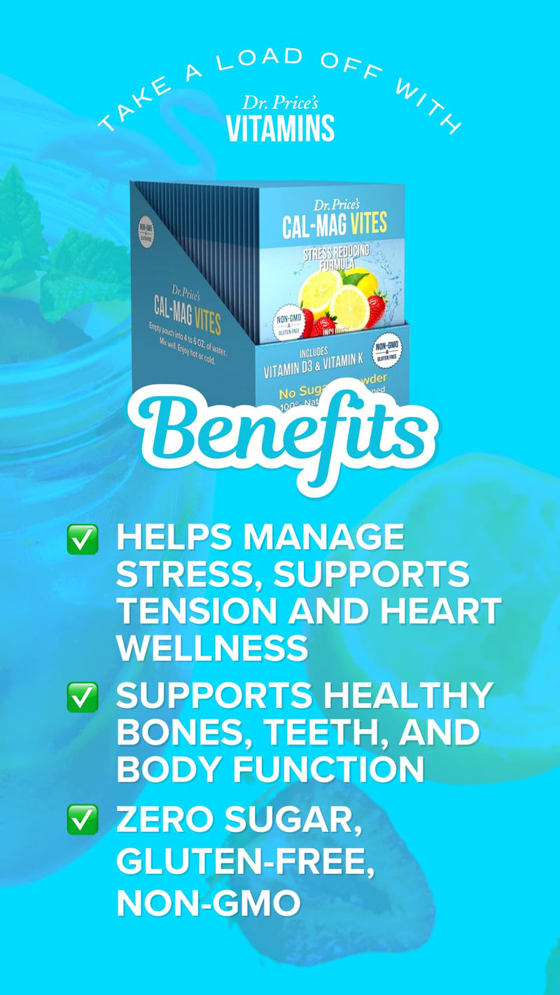 Dr. Price's Calcium Magnesium Powder – Strawberry Lemon (30 Servings) | Cal Mag with D3, K, Boron