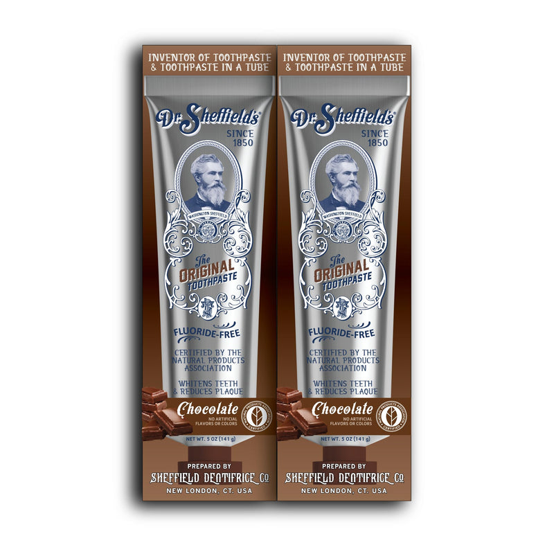 Dr. Sheffield’s Certified Natural Toothpaste (Chocolate) – Great Taste, Fluoride Free, Whitening (2-Pack)
