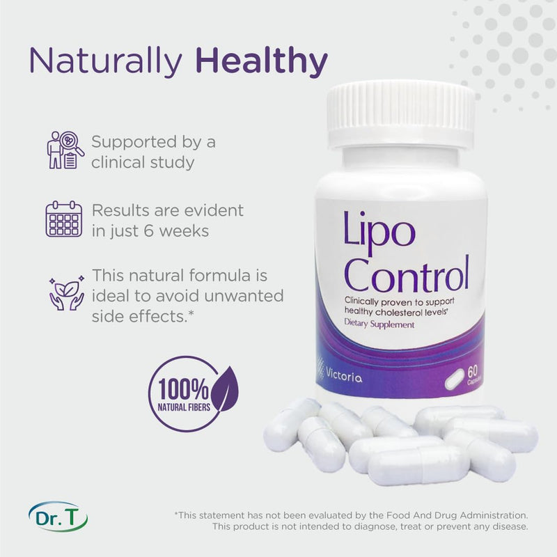 Dr. T Natural Cholesterol Lowering Supplement - Psyllium Seed Husks, Chitosan, Karaya Gum, Apple Pectin | 60 Capsules