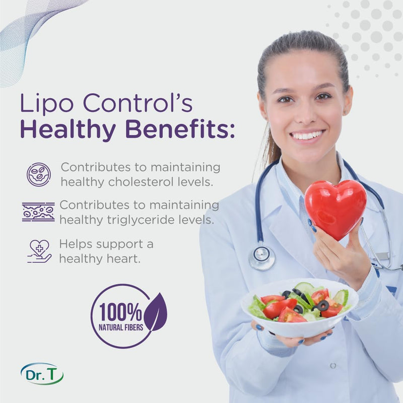 Dr. T Natural Cholesterol Lowering Supplement - Psyllium Seed Husks, Chitosan, Karaya Gum, Apple Pectin | 60 Capsules