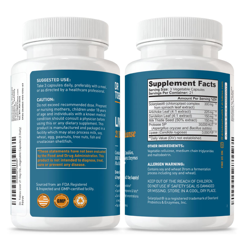 Dr. Tobias Liver 21 Day Cleanse – Milk Thistle Detox (63 Veg Capsules, Pack of 2)