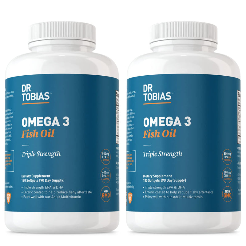 Dr. Tobias Omega-3 Fish Oil 2000mg Triple Strength – 800mg EPA / 600mg DHA per Serving | Heart, Brain & Immune Support | 360 Softgels