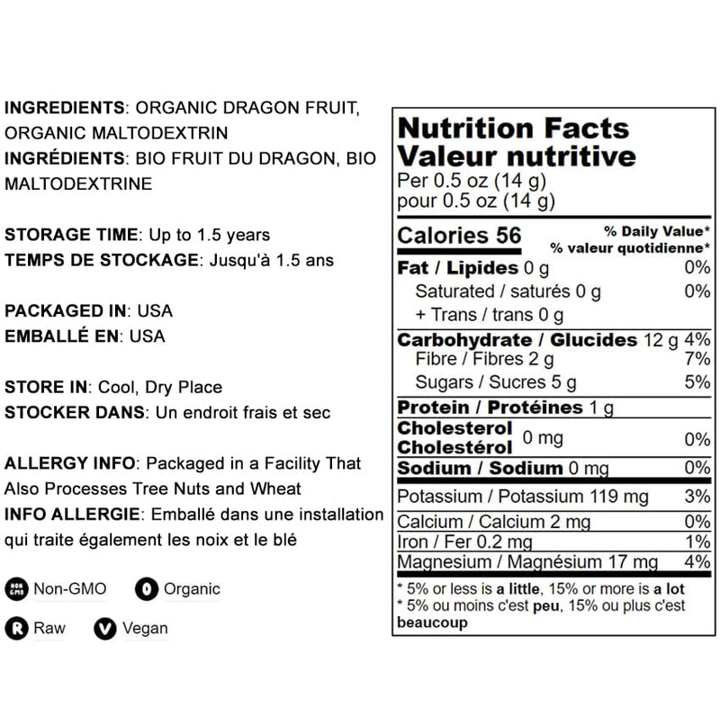 Food to Live Organic Dragon Fruit Powder 2.5 lb – Non-GMO Red Pitaya, Vegan, Maltodextrin