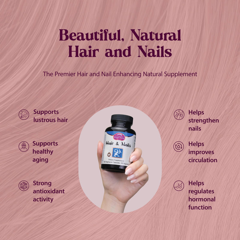 Dragon Herbs Hair and Nails | All Natural Supplement to Support Hair, Nails, Healthy Aging, and Circulation | All Natural Ingredients, Non-GMO (100 Capsules, 500 mg Per Capsule)