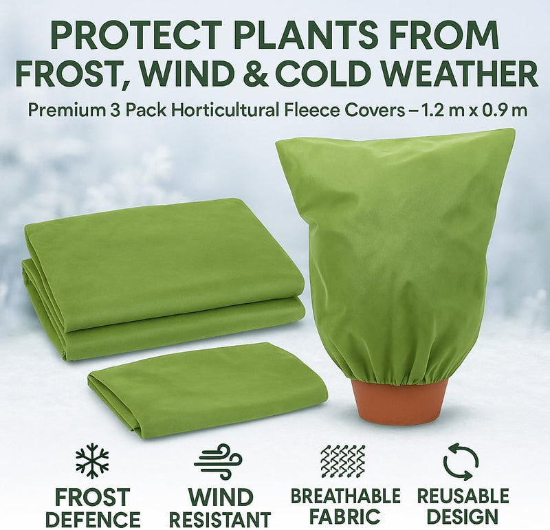 Plant Frost Protection Covers 3 Pack 1.2 x 0.9m with Drawstring