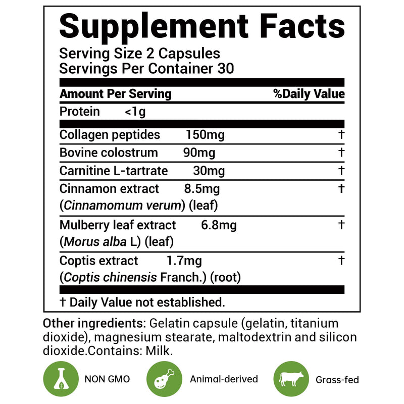 DrBioCare Living Collagen L-Carnitine Complex – Grass-Fed Collagen, Colostrum, 60 Caps
