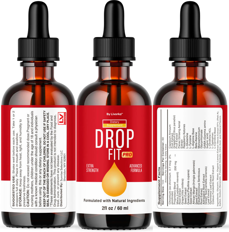 (3 Pack) Drop Fit Pro Drops - All Natural Liquid Drops Supplement | Drop Fit Pro - 3 Bottles for 3 Months
