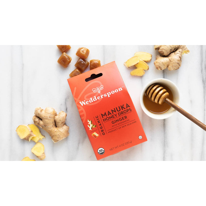 Wedderspoon Manuka Honey Drops – Ginger & Echinacea (20 Drops)