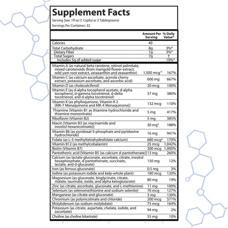 Drucker Labs intraMAX Organic Liquid Multivitamin – 32 oz Peach Mango