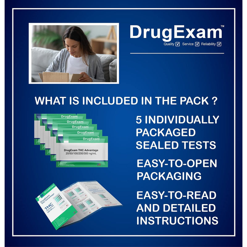 5 Pack DrugExam Marijuana Test Dip Card – Cannabinoids Rapid Test (5 Min)