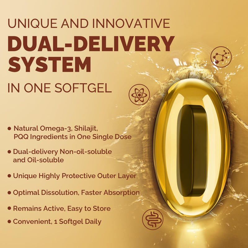 Ciaceae Ubiquinol CoQ10 600 mg Softgels with Omega-3 & Shilajit + PQQ – Dual-Delivery CoQ10 for Energy, Heart & Brain | 60 Servings