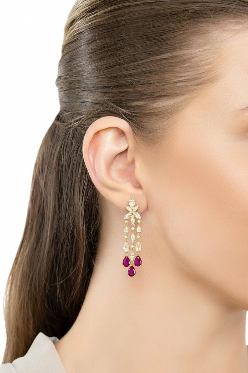 Duchess Ruby Drop Earrings Gold