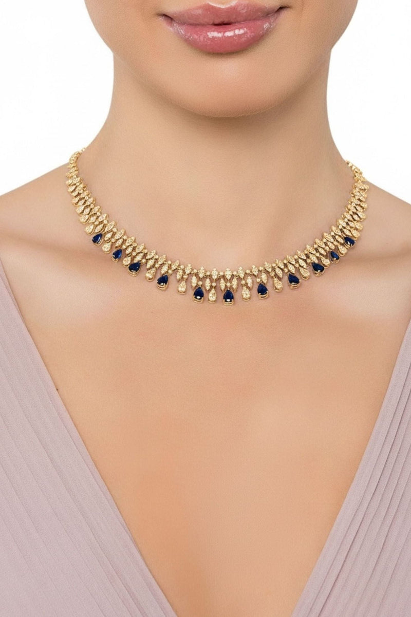 Duchess Sapphire Statement Necklace Gold