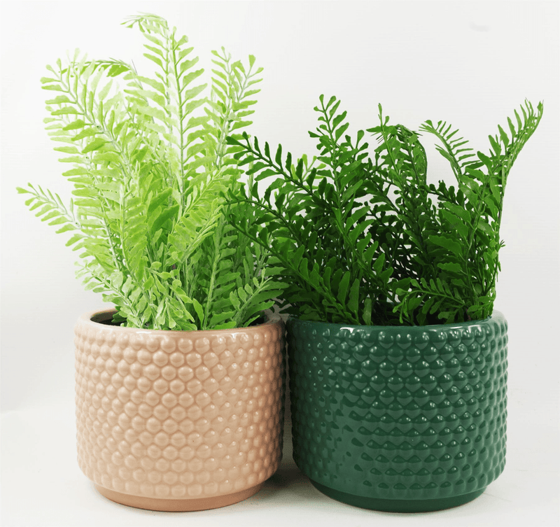 Dusty Pink Raised Dots Ceramic Plant Pot 15 x 15 x 12.5cm - InStock