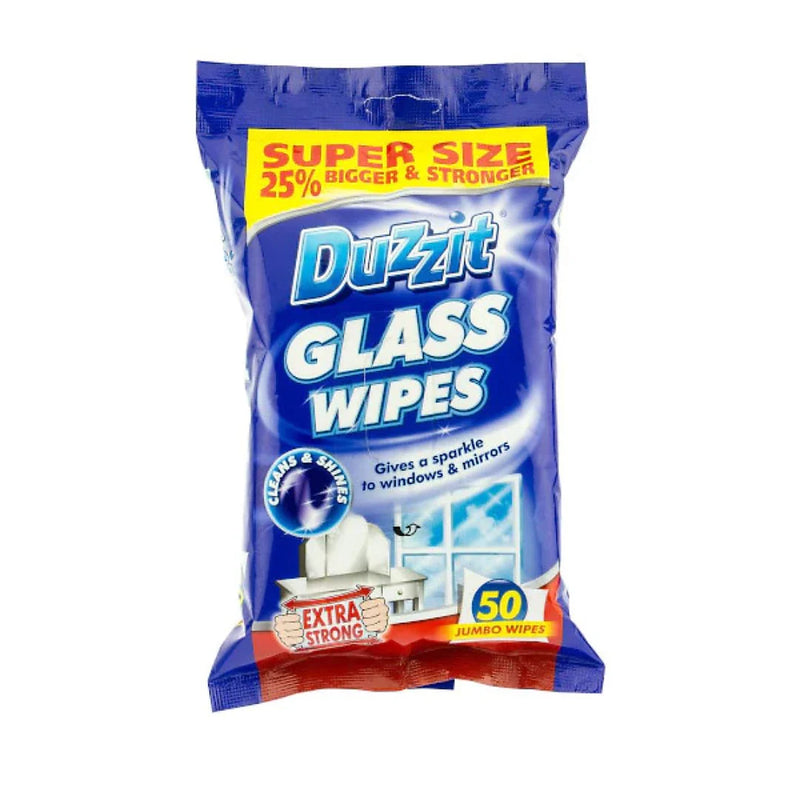 Duzzit Glass Wipes 50 Pack Jumbo Wipes