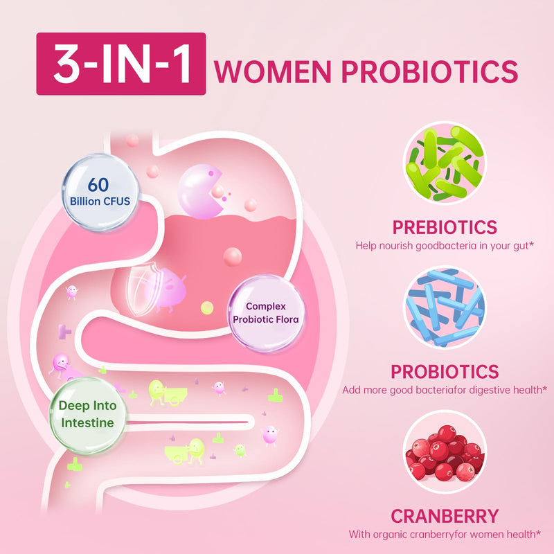 DVO Vaginal Probiotics for Women - pH Balance, 60 Billion CFU + Prebiotics & Lactobacillus - Odor & Yeast Balance, Flora Support, Immune Health - 90 Count