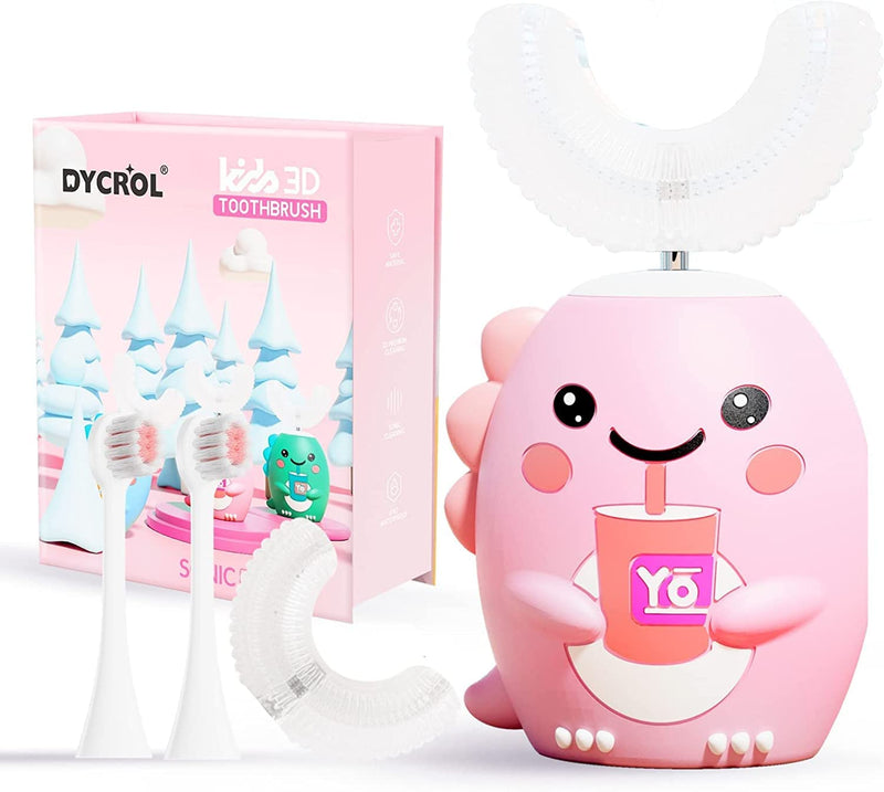 DYCROL Kids U Shaped Electric Toothbrush - 5 Modes, IPX7, 6-12, Pink