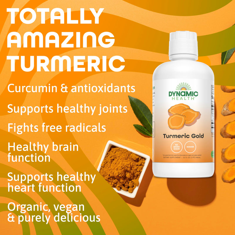 Dynamic Health Turmeric Gold – 100% Juice Turmeric Supplement, 32 Fl Oz