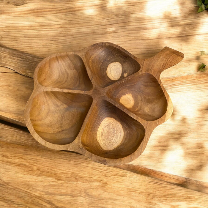 30CM TEAK ROOT 3 CLOVER BOWL