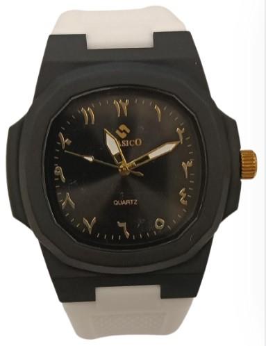 Clasico Mens Ladies Water Resistant Arabic Square Dial White Rubber Strap Watch