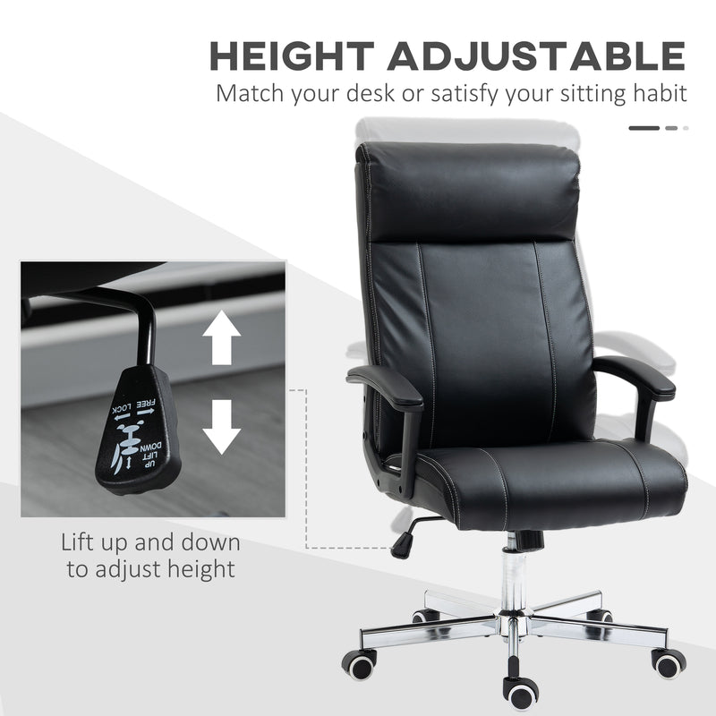 Vinsetto Massage Office Chair PU Leather Computer Chair w/ Tilt Function Black