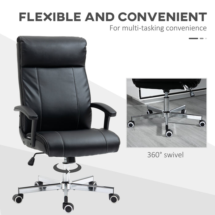 Vinsetto Massage Office Chair PU Leather Computer Chair w/ Tilt Function Black