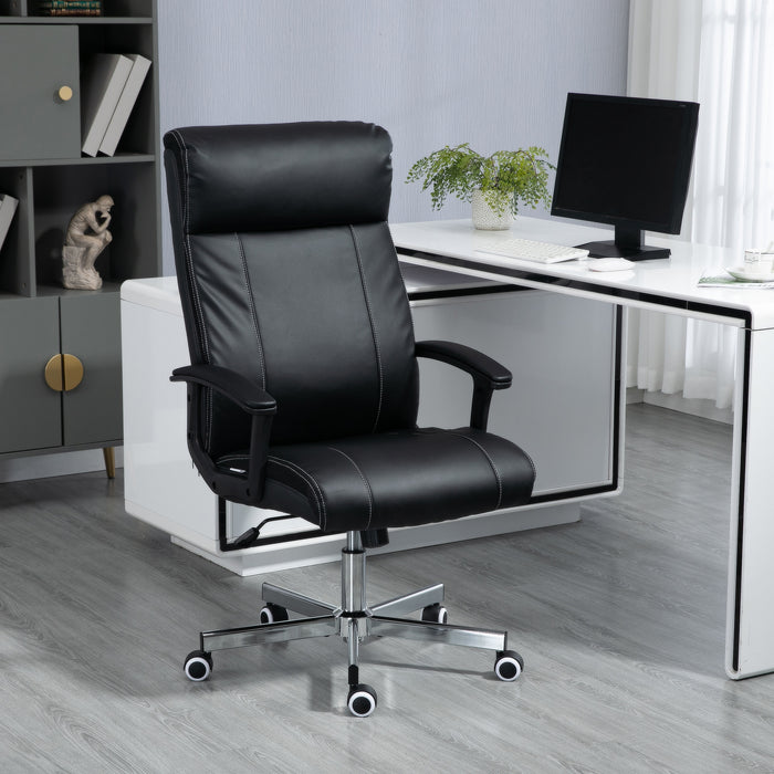 Vinsetto Massage Office Chair PU Leather Computer Chair w/ Tilt Function Black