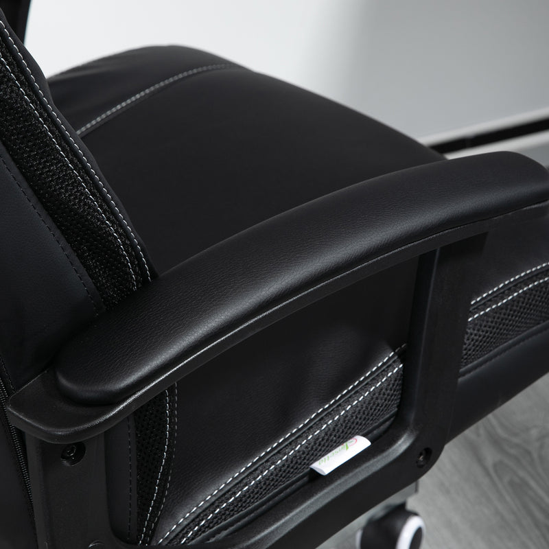 Vinsetto Massage Office Chair PU Leather Computer Chair w/ Tilt Function Black