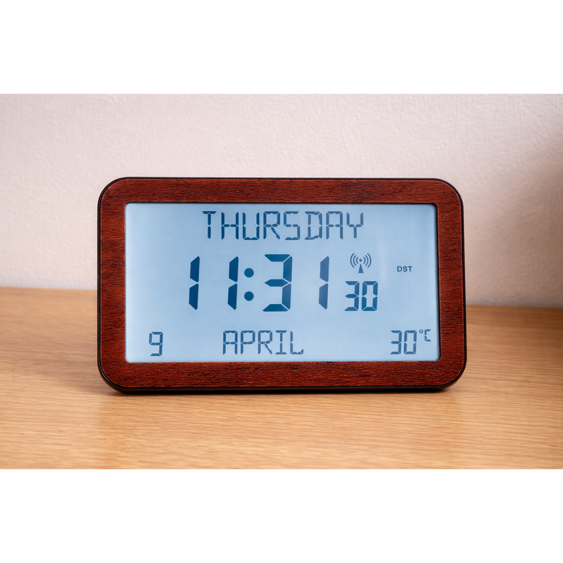 Backlit Easy to Read Full Disclosure Clock Wood