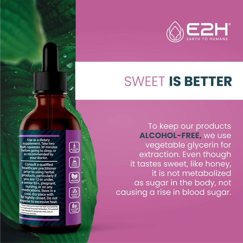 E2H Natural Sleep Support – Liquid Melatonin with Chamomile & L-Theanine (2 oz)