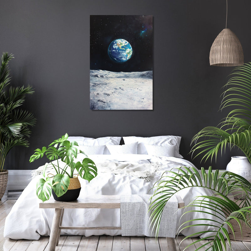 Earthrise Over Moon Canvas