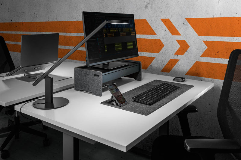 Durable Premium Soft Felt Desk Mat | with Fold Out Phone Holder | 70 x 33 cm