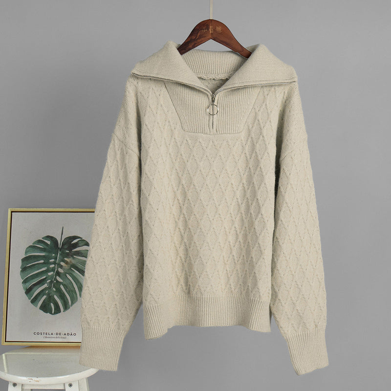 Women's High-neck Half Zip Sweater