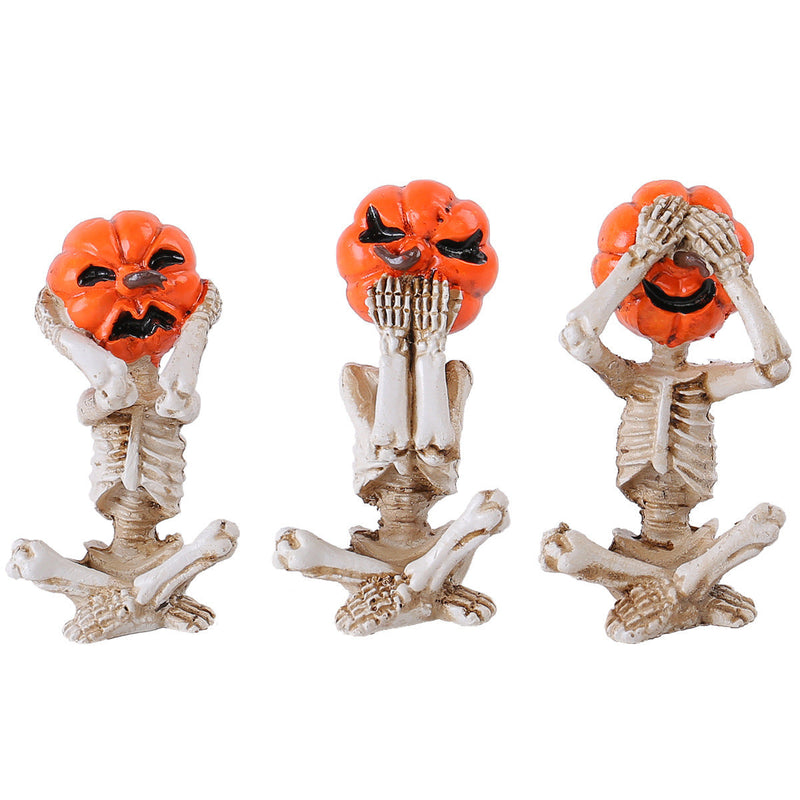 Pumpkin Head Skull Doll Ornaments Home Halloween Layout Props