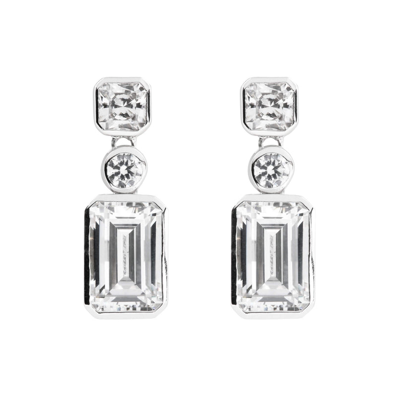 Diamonfire Tri-Stone Drop Earrings