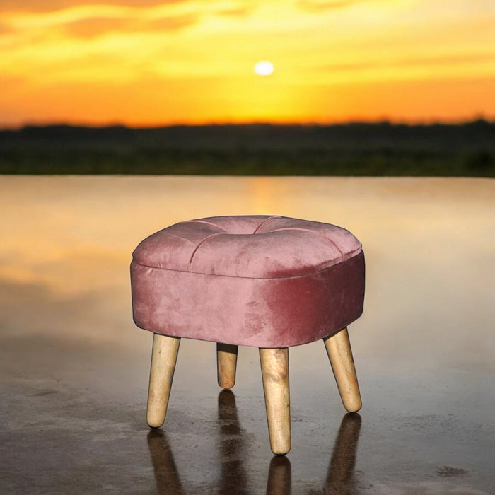 PINK WOODEN STOOL