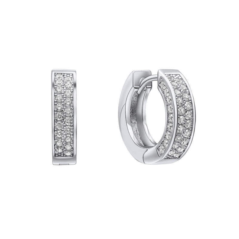 Diamonfire Half Pave Band Hoop Earrings